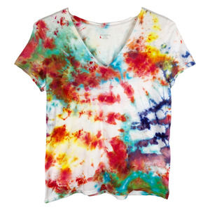 Merona Womens Size XL‎ Top Tie Dye Enemies to Lovers Red Blue Handmade 1159